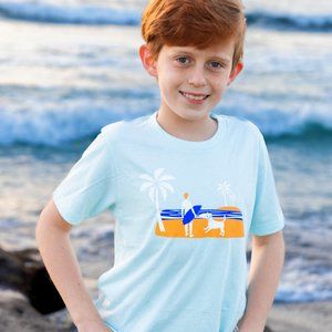 Fetch The Sun Boy's Surf T-Shirt | Light Blue Summer Clothes, Dog Lover Tee